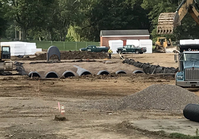 Drainage System going in for the stadium project Drainage System going in for the stadium project
